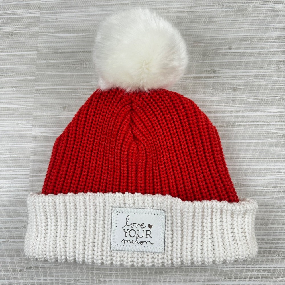 Love Your Melon Womens Christmas Holiday Santa Beanie One Size Pom Pom Knit Hat